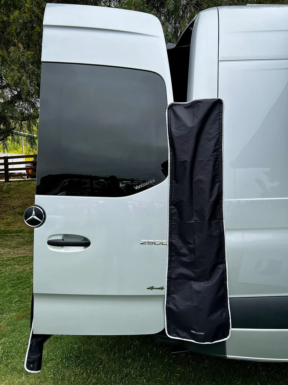 Adjustable Rear Door Shower Curtain with Side Privacy Panels