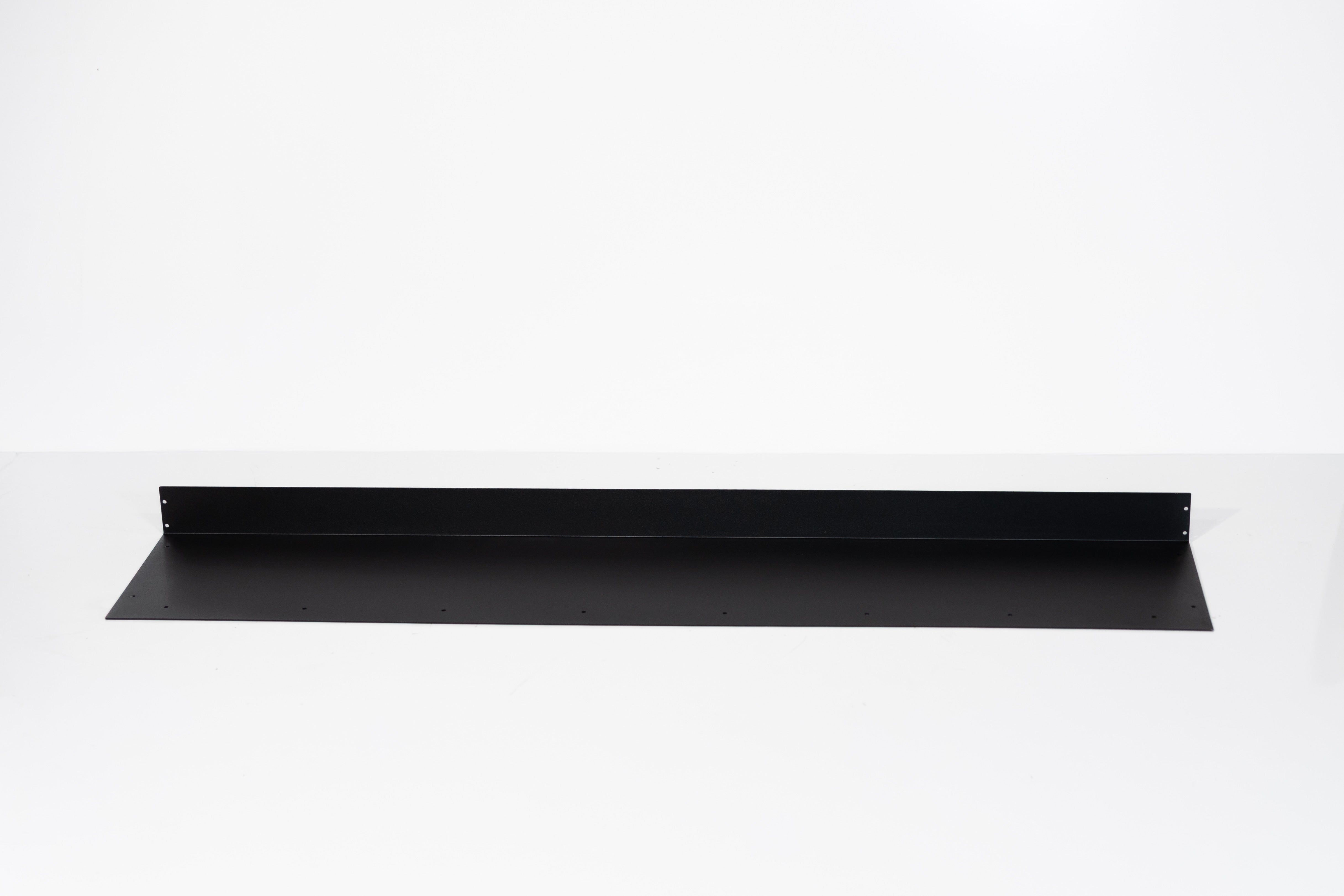 Black powder-coated aluminum shelf for 12-inch Van Wife Components wheel well cover.