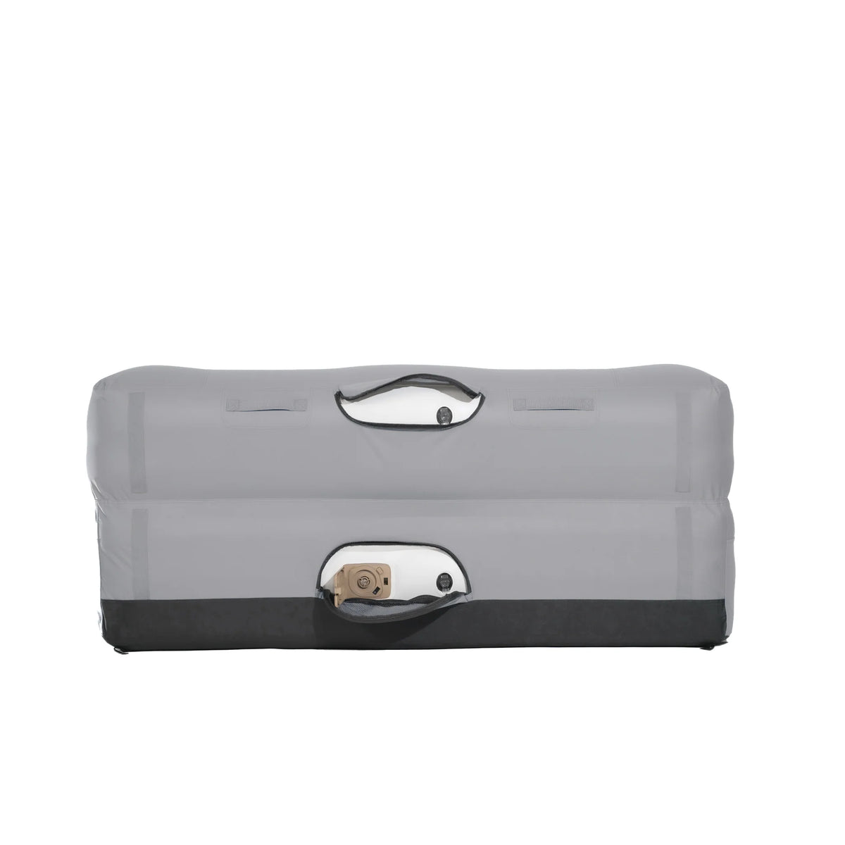 Gray Slouchcouch inflatable outdoor love seat fully inflated.