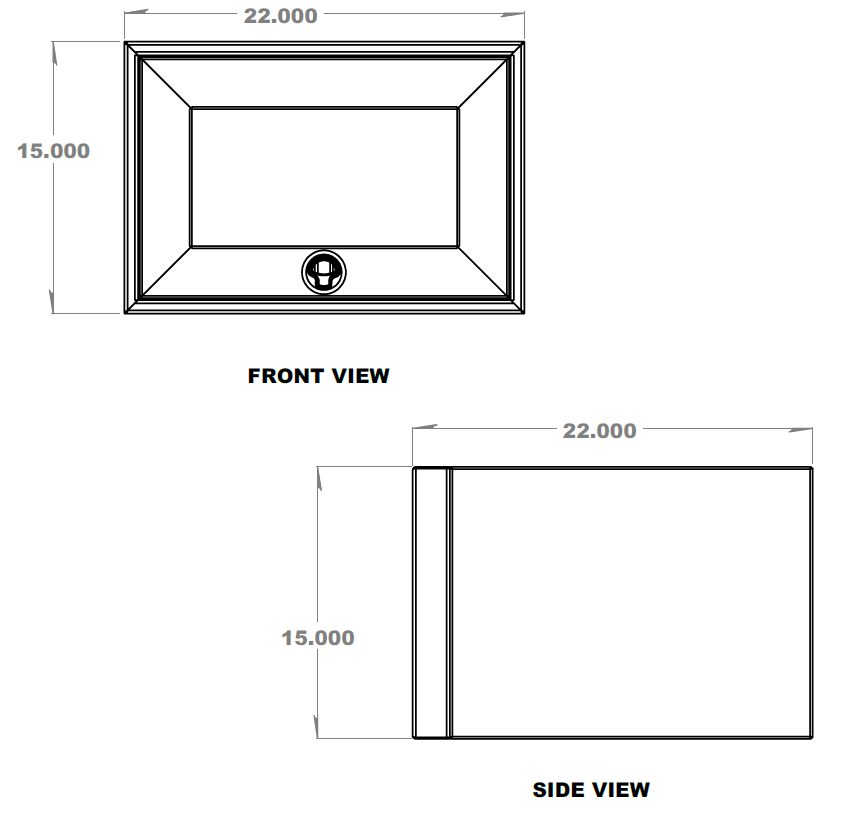 22" Upper Cabinet - Square Back - 22" x 22" x 14"