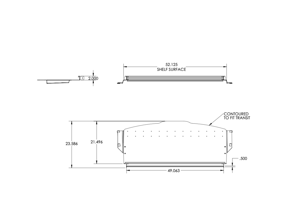 Ford Transit Headliner Shelf w/ Curtain Rod | Van Wife Components