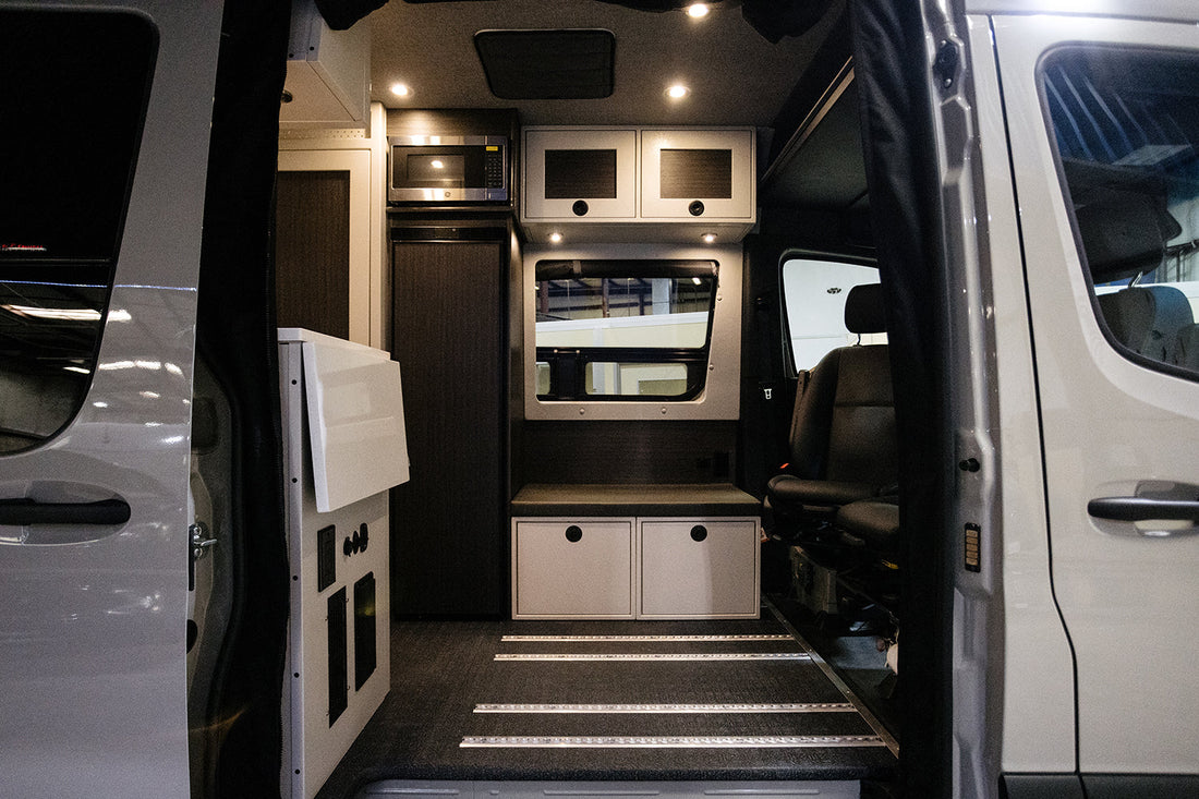 Sprinter Van Interior with Van Wife Components Cabinets