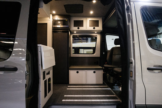 Sprinter Van Interior with Van Wife Components Cabinets