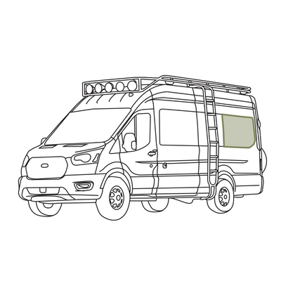 Ford Transit Stealth Rear Qtr Window Cover (Factory Plastic Trim)