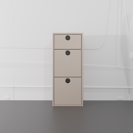 15" Three Drawer Base Cabinet: 15" Length x 18" Deep x 36" Height