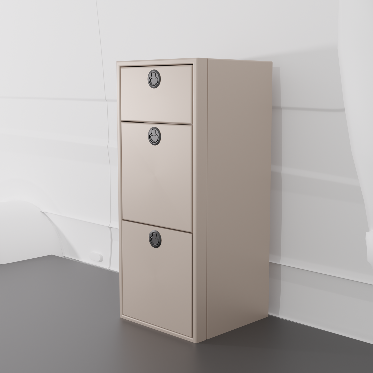 15" Three Drawer Base Cabinet: 15" Length x 18" Deep x 36" Height