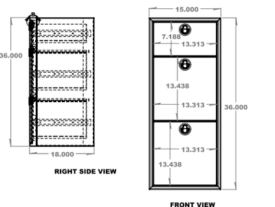15" Three Drawer Base Cabinet (Shallow) - 15" x 18" x 36"