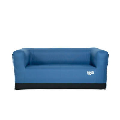 Blue Slouchcouch inflatable outdoor love seat fully inflated.