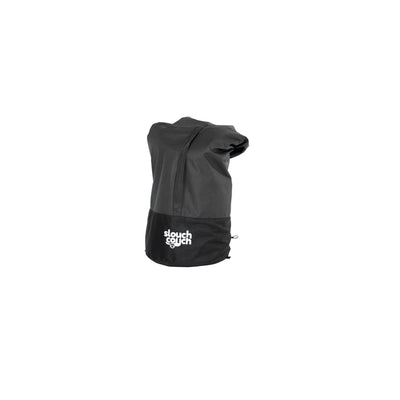 Charcoal Slouchcouch self-inflating outdoor couch packed down completely inside its durable storage sack.