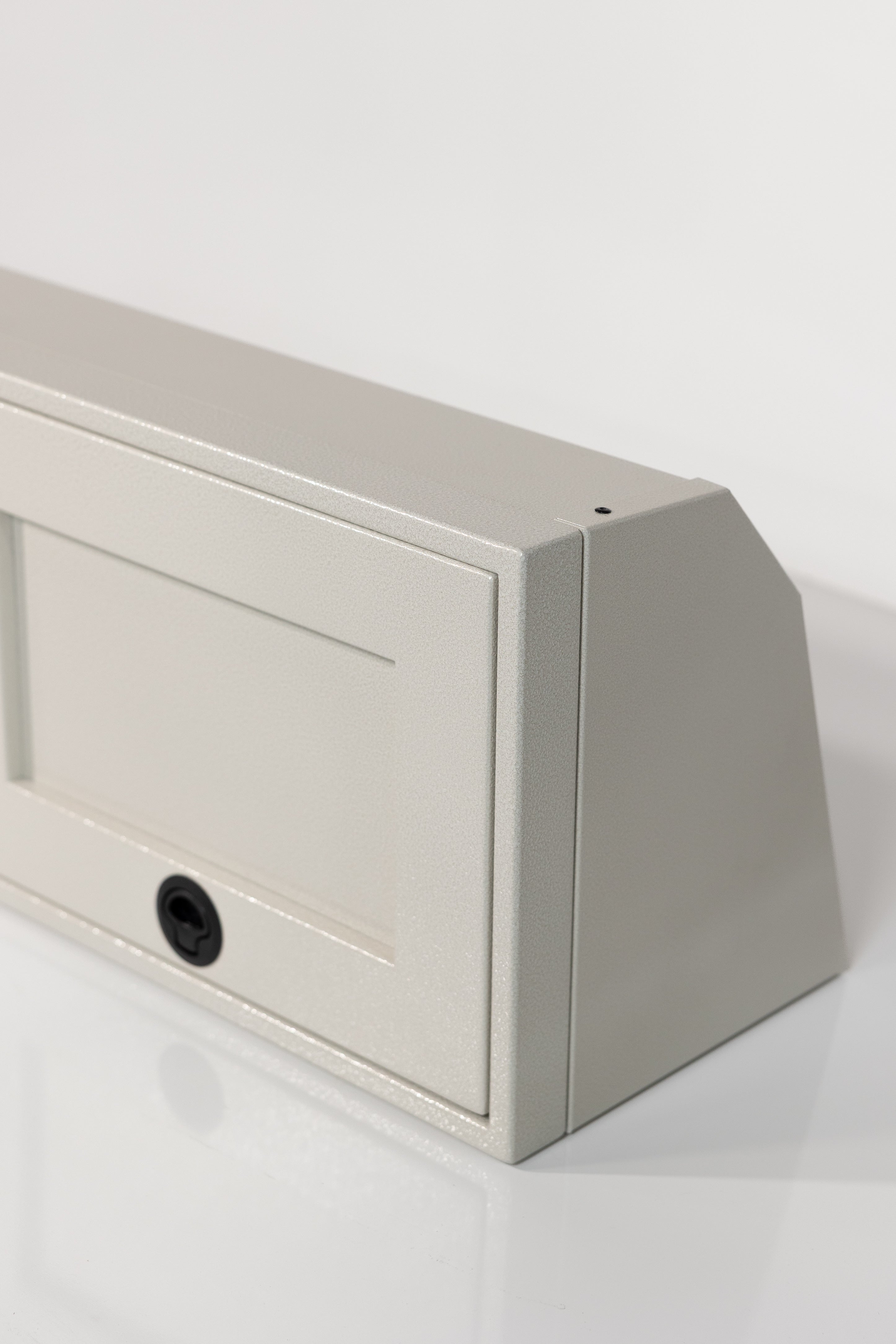 White 42-inch wide aluminum angled upper Van Wife Components cabinet with two shaker-style doors & flush slam latches