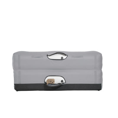 Gray Slouchcouch inflatable outdoor love seat fully inflated.