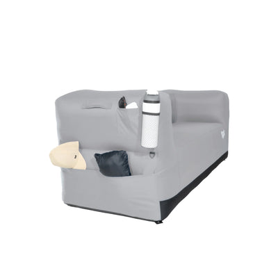 Gray Slouchcouch inflatable outdoor love seat fully inflated.
