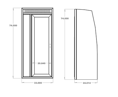 33" Shower - 33" x 24" x 74.5"