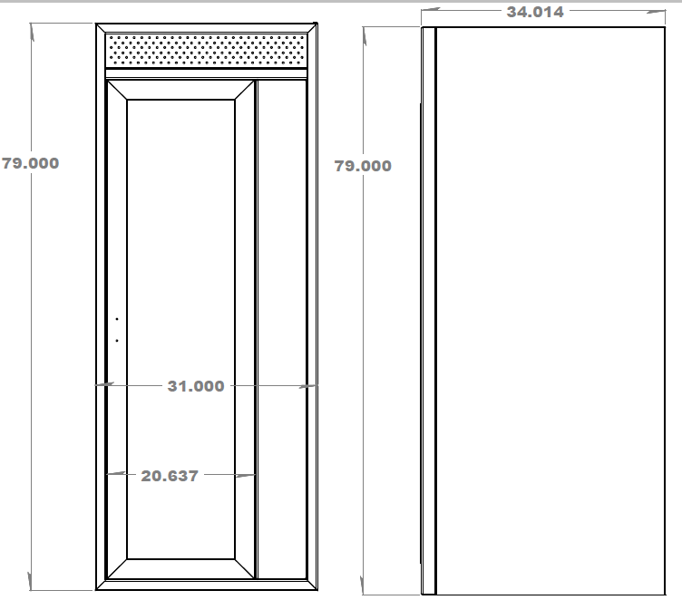 31" x 34" x 79" Shower Stall