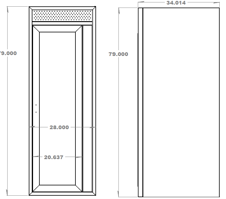 28" x 34" x 79"Shower Stall