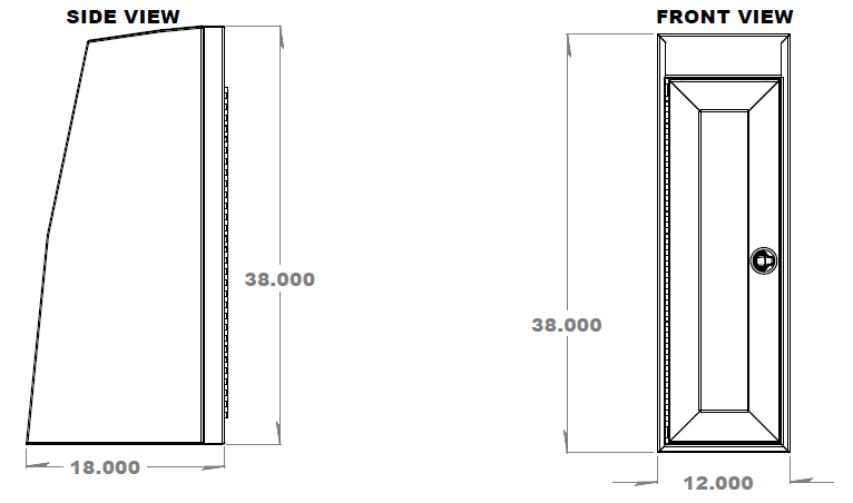 12" Upper Closet (Angled) - 12" x 18" x 38" (Shallow)