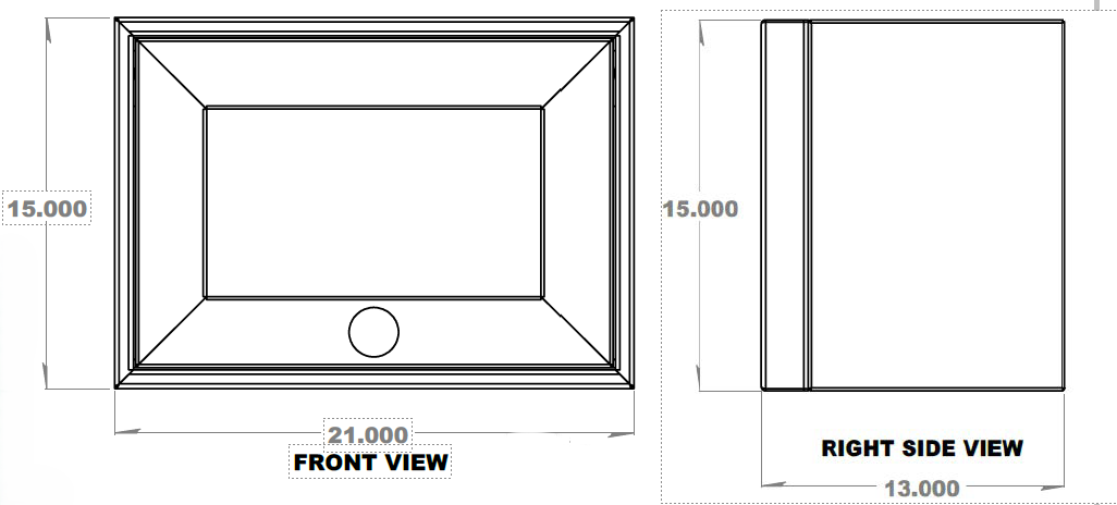 21" Upper Cabinet - Square Back - 21" x 13" x 15" (One Door)